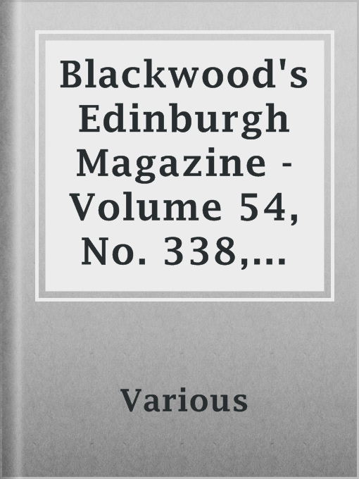 Cover image for Blackwood's Edinburgh Magazine - Volume 54, No. 338, December 1843